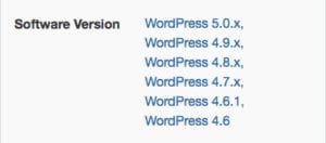 Les versions de WordPress compatibles.